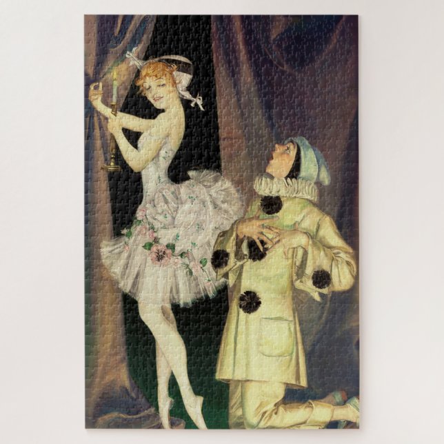 “Pierrot and Columbine” by FX Leyendecker Jigsaw Puzzle (Vertical)