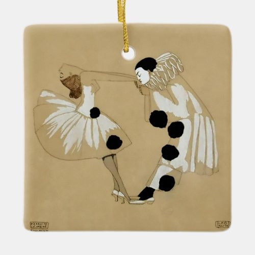 Pierrot and Columbine by Leo Rauth Ceramic Ornament