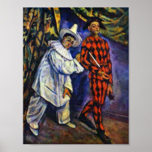 Pierrot and Harlequin by Paul Cezanne Poster