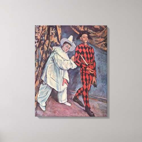 Pierrot and Harlequin Canvas Print
