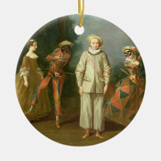 Pierrot and Harlequin Ceramic Ornament (Front)