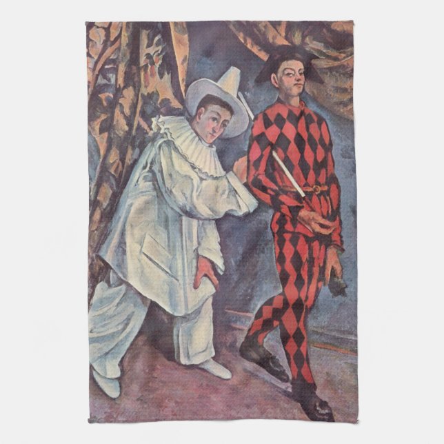 Pierrot and Harlequin Kitchen Towel (Vertical)