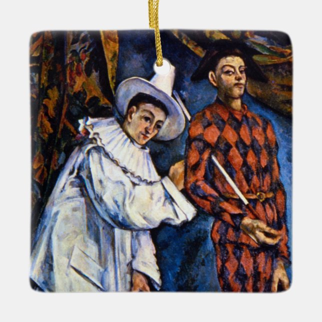 Pierrot and Harlequin, Mardi Gras by Paul Cezanne Ceramic Ornament (Front)