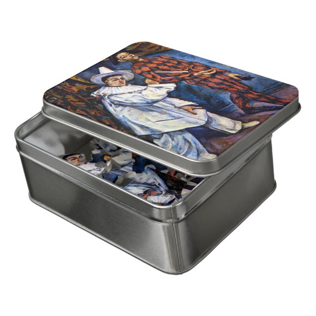 Pierrot and Harlequin, Mardi Gras by Paul Cezanne Jigsaw Puzzle (Lid Open)
