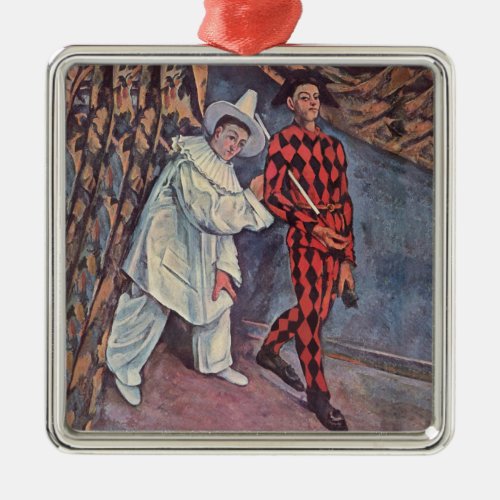 Pierrot and Harlequin Metal Ornament