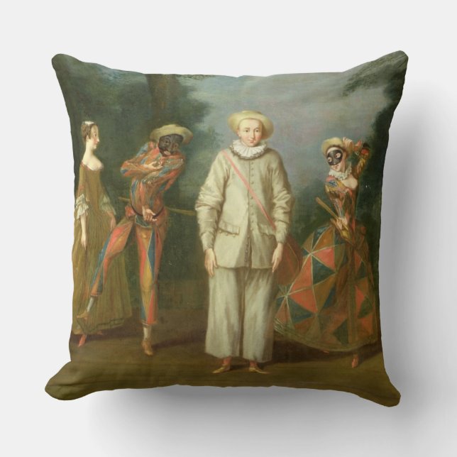 Pierrot and Harlequin Throw Pillow (Front)