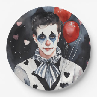 Pierrot black and white paper plates