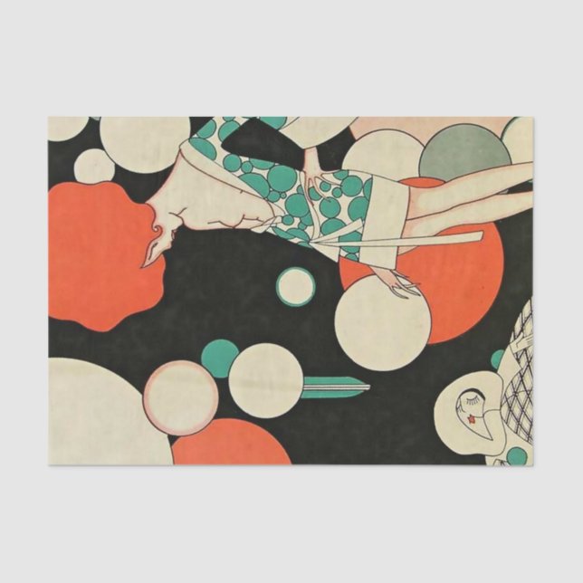 “Pierrot Deflated” Art Deco by Jose Carlos Tissue Paper (Front)