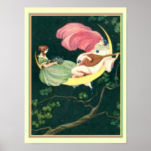 "Pierrot Moon Serenade" ca. 1920 Deco Print