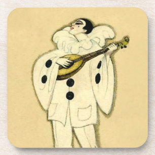 Pierrot Serenades a Crescent Moon by Sophia Chiost Beverage Coaster