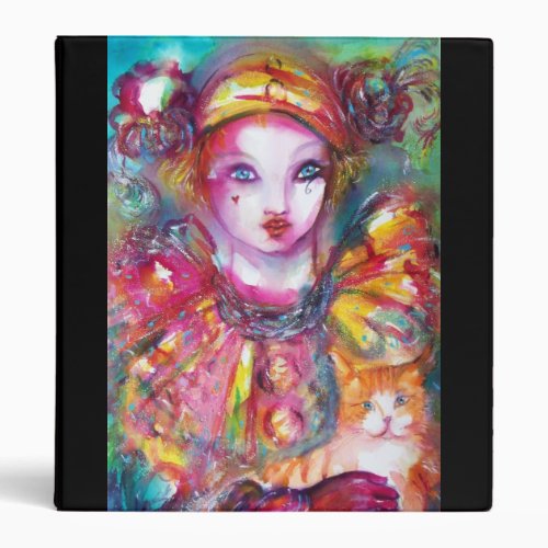 PIERROT WITH CAT  Venetian Masquerade Masks 3 Ring Binder