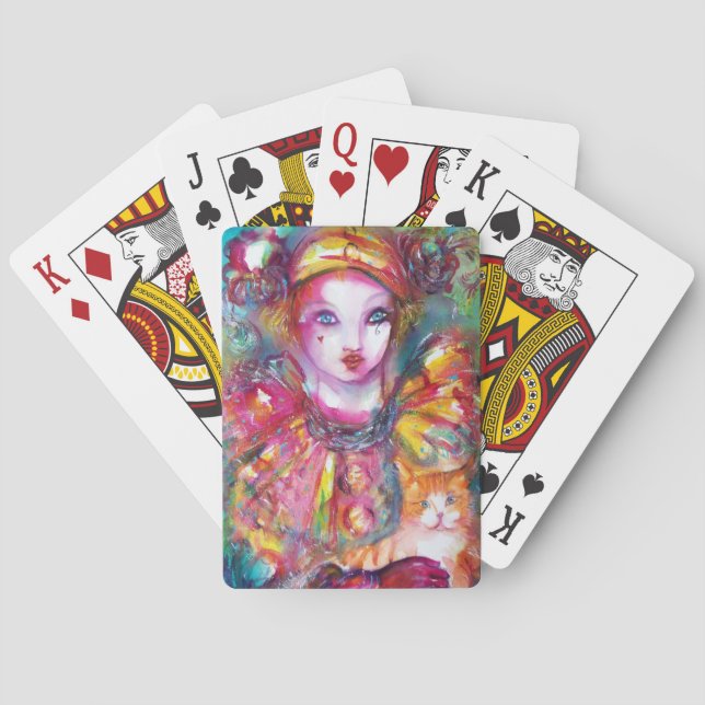 PIERROT WITH CAT / Venetian Masquerade Masks  Poker Cards (Back)