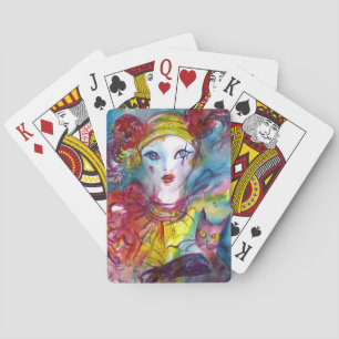 PIERROT WITH CAT / Venetian Masquerade Masks Poker Cards