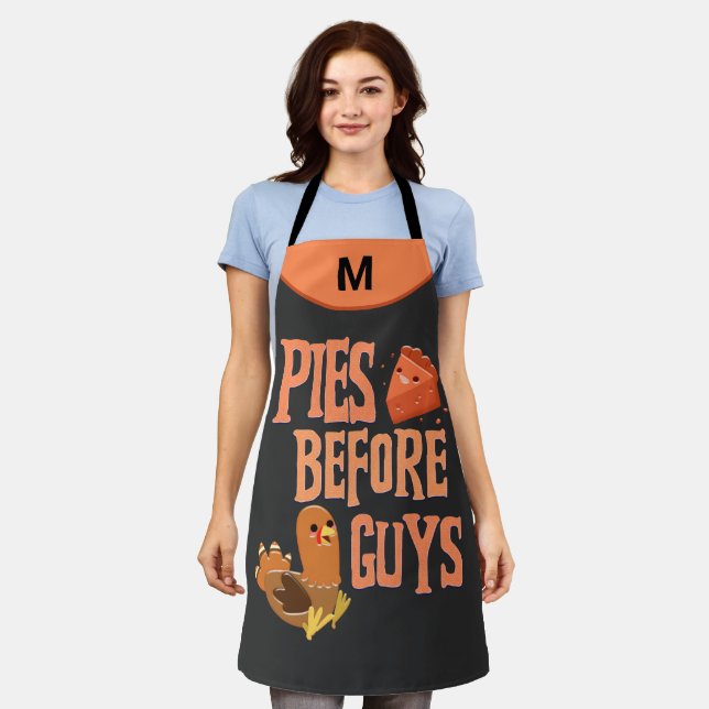 Pies Before Guys Monogram Fun Humorous Apron (Worn)