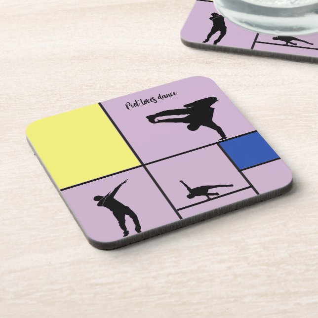 Piet Loves Dance Mondrian Street Hiphop Style Beverage Coaster (Left Side)