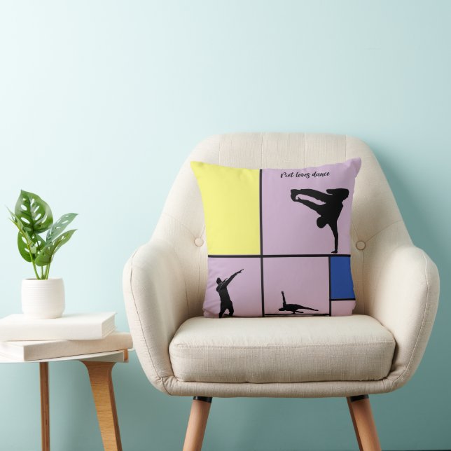 Piet Loves Dance Mondrian Street Hiphop Style Throw Pillow (Chair)