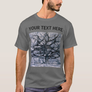 Piet Mondrian Abstract Gray Tree Custom T-Shirt