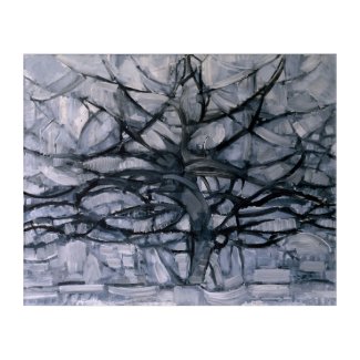 Piet Mondrian Abstract Painting Gray Tree