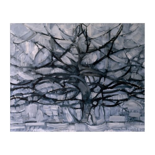 Piet Mondrian Abstract Painting Gray Tree Acrylic Print
