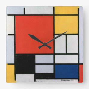 Piet Mondrian Abstract Square Wall Clock