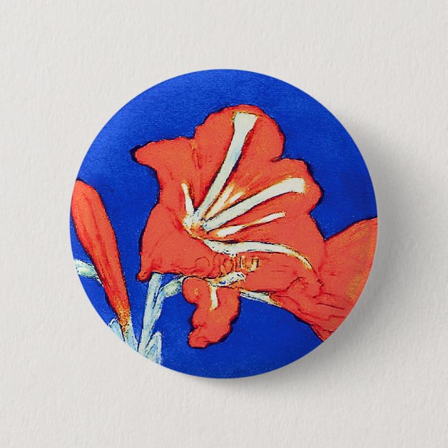 Piet Mondrian - Amaryllis Fine Art Flower Painting Button (Front)