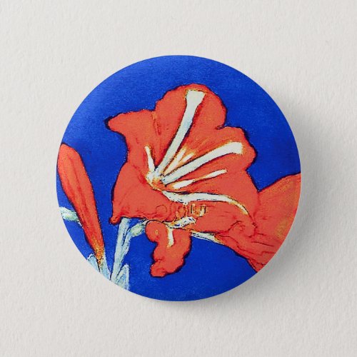 Piet Mondrian _ Amaryllis Fine Art Flower Painting Button