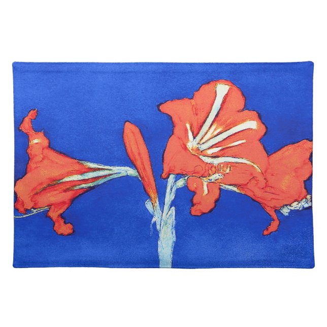 Piet Mondrian - Amaryllis Fine Art Flower Painting Cloth Placemat (Front)