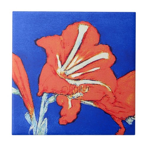 Piet Mondrian _ Amaryllis Fine Art Flower Painting Tile