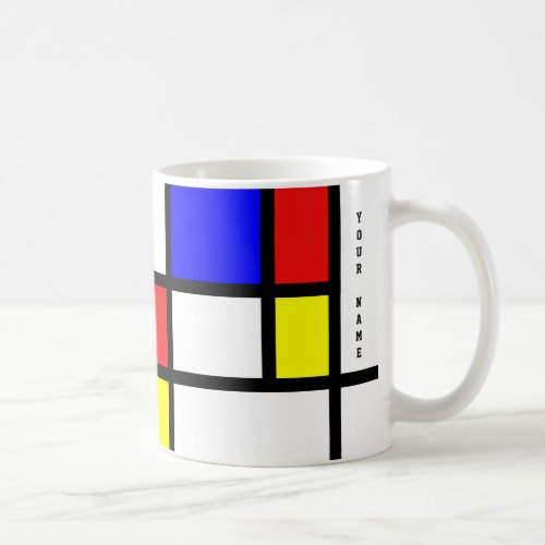 Piet Mondrian Art Style Modern Bright Add Name Coffee Mug