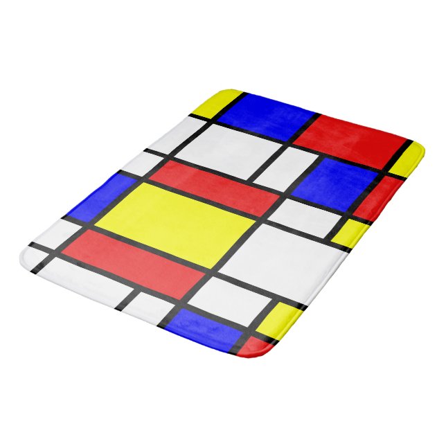 Piet Mondrian Art Style Modern Bright Colorful Bath Mat (Angled)