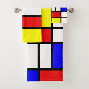 Piet Mondrian Art Style Modern Bright Colorful Bath Towel Set