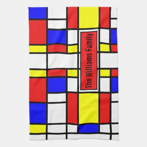 Piet Mondrian Art Style Modern Bright Colorful Kitchen Towel