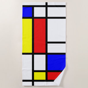 Piet Mondrian Art Style Modern Bright Colors Beach Towel