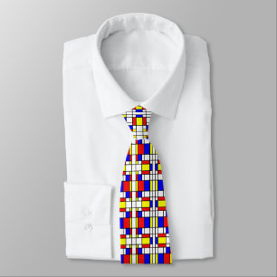 Piet Mondrian Art Style Modern Bright Colors Neck Tie