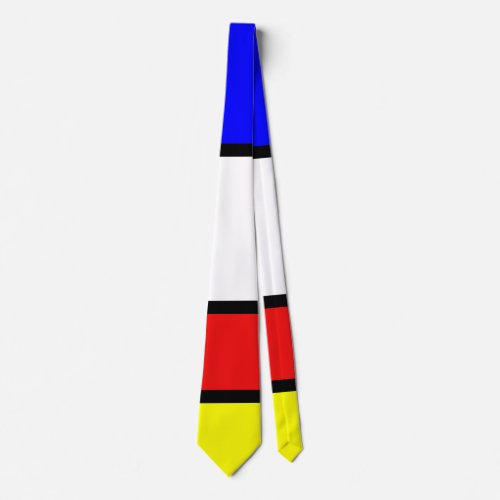 Piet Mondrian Art Style Modern Bright Colors Neck Tie