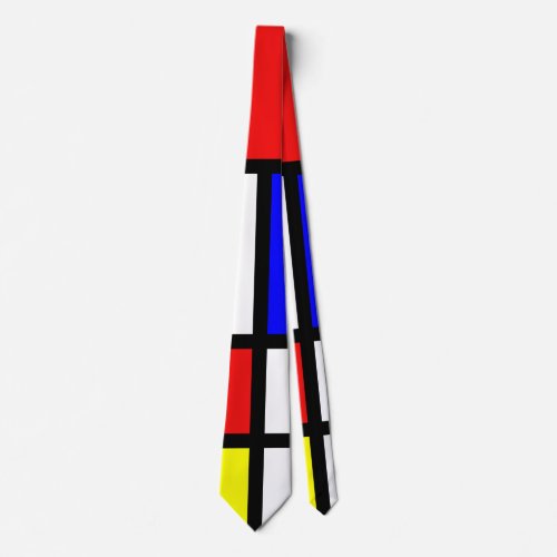 Piet Mondrian Art Style Modern Bright Colors Tie