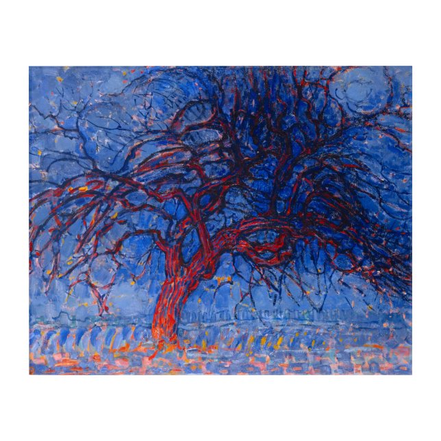 Piet Mondrian Avond (Evening): The Red Tree Acrylic Print (Front)