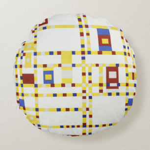 Piet Mondrian Broadway Boogie Woogie Abstract Art Round Pillow