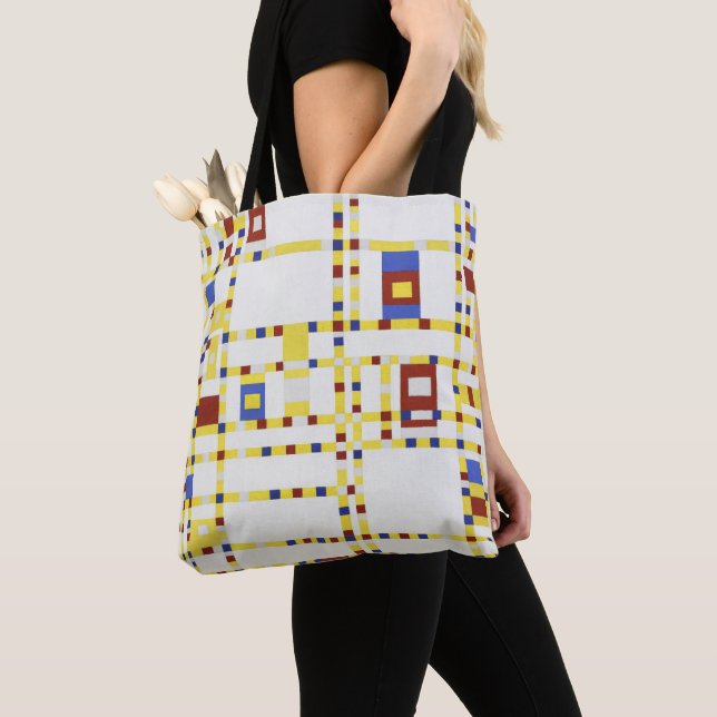 Piet Mondrian Broadway Boogie Woogie Abstract Art Tote Bag (Close Up)