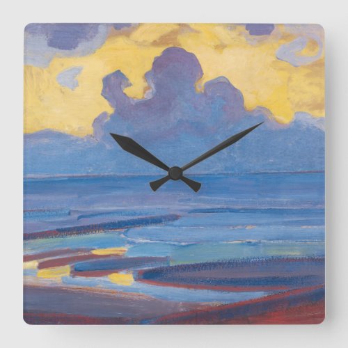 Piet Mondrian By the Sea Famous Painting  Square Wall Clock