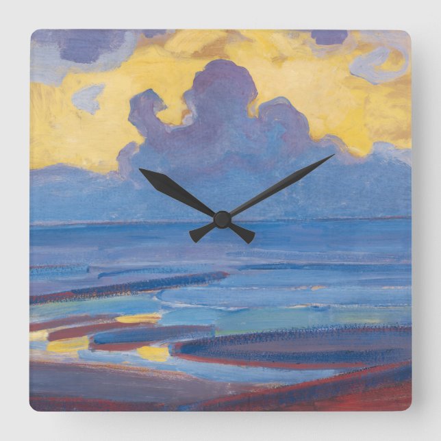 Piet Mondrian By the Sea Famous Painting  Square Wall Clock (Front)