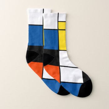 Piet Mondrian Composition A - Abstract Modern Art Socks by ArtLoversCafe at Zazzle