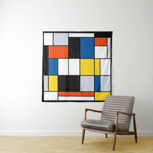 Piet Mondrian Composition A _ Abstract Modern Art Tapestry