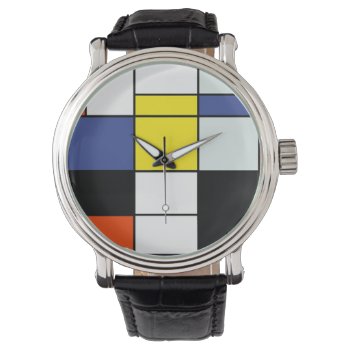 Piet Mondrian Composition A - Abstract Modern Art Watch by ArtLoversCafe at Zazzle
