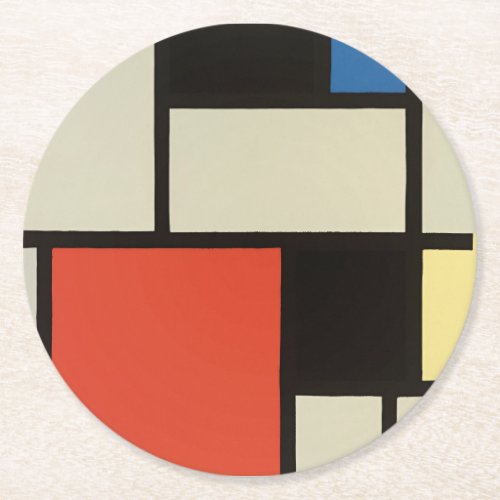 Piet Mondrian Composition Abstract Painting Round Paper Coaster