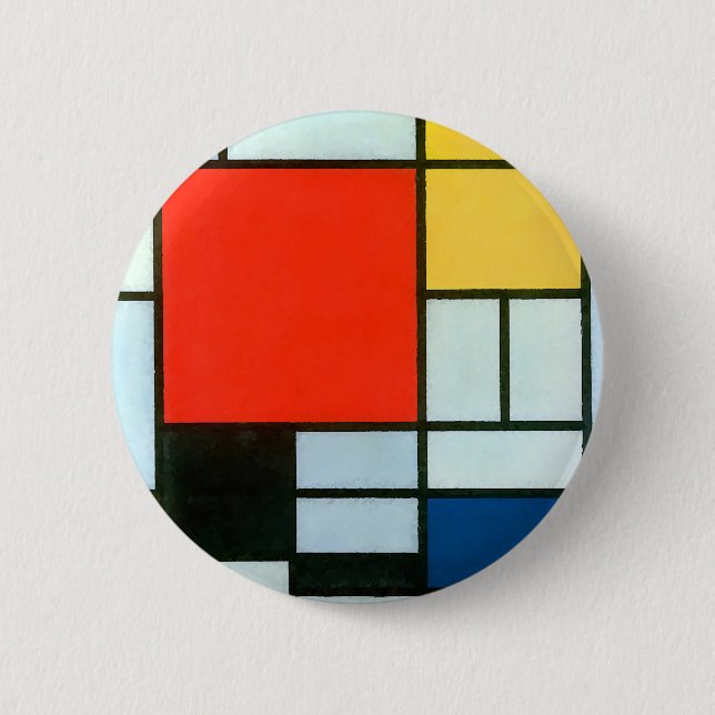 Piet Mondrian Composition Button (Front)