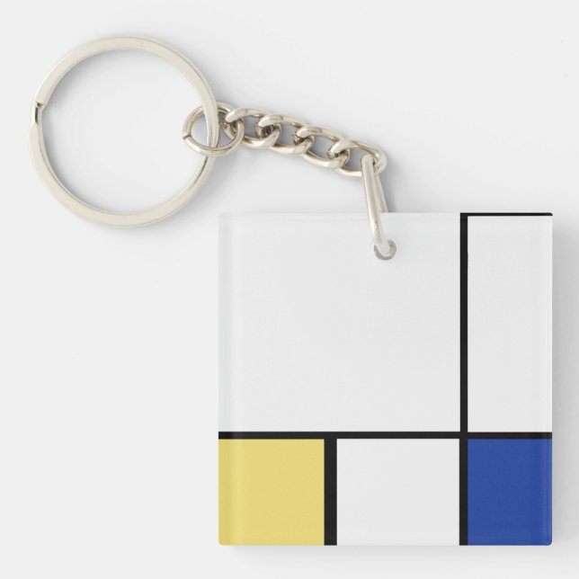 Piet Mondrian - Composition Geometric Abstract  Keychain (Front)