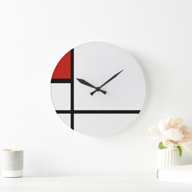 Piet Mondrian - Composition Geometric Abstract  Large Clock (Home)