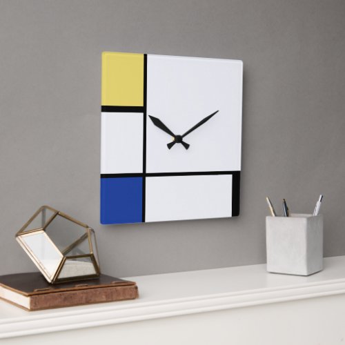 Piet Mondrian _ Composition Geometric Abstract  Square Wall Clock