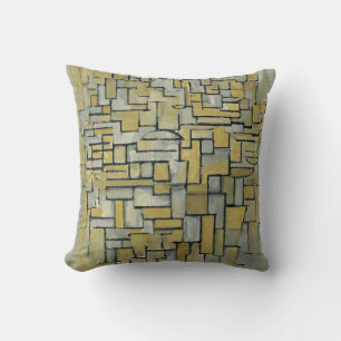 Piet Mondrian Composition in Brown and Gray Throw Pillow